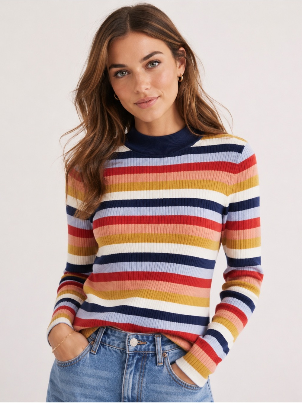 Madewell Women’s XL Merino Wool Alpaca Blend Multicolor Striped Knit Sweater